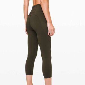 Lululemon Fast and Free High-Rise Crop 23” Pockets | Size 6 | Color army green